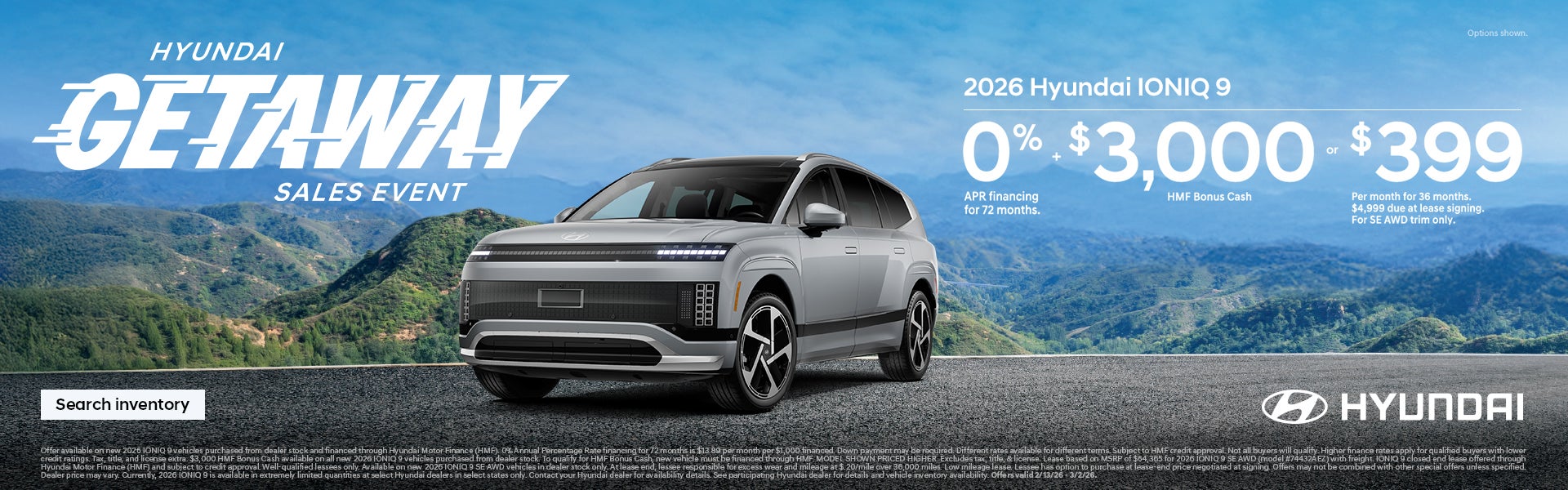 2026 Hyundai IONIQ 9 Eastern APR and Bonus Cash or Lease Offer