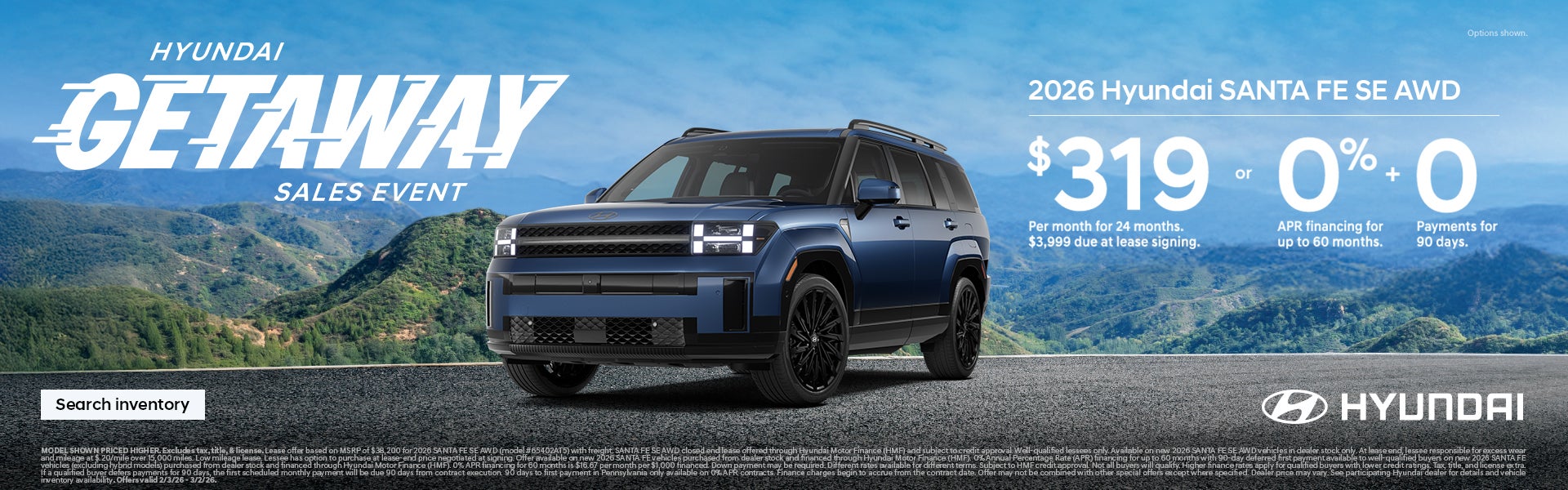 2026 Hyundai Santa Fe Eastern APR or Lease Offer