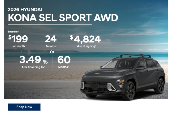 2026 Hyundai Kona SEL Sport AWD | Lease for $199/month