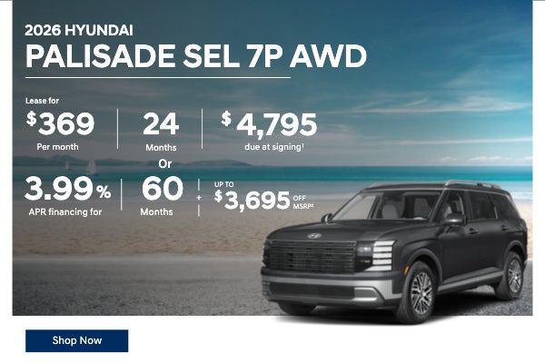 2026 Hyundai Palisade SEL 7P AWD | Lease for $369/month